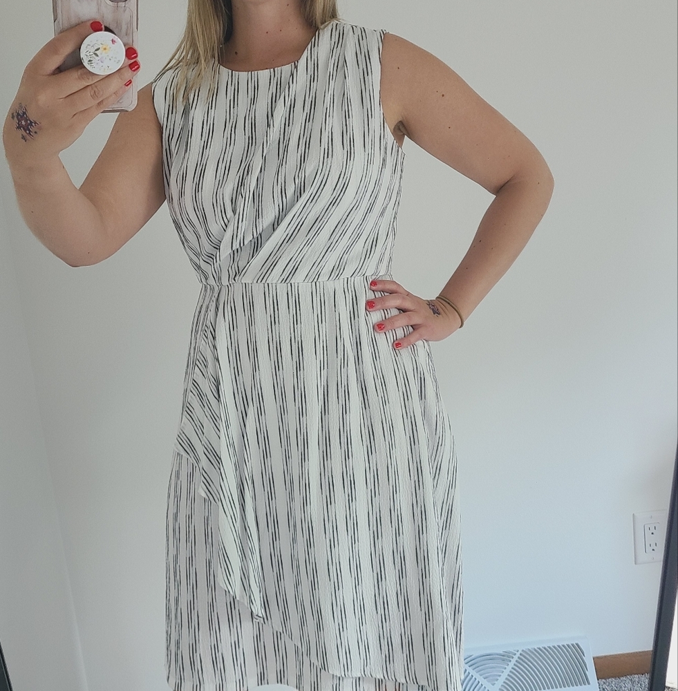 Calvin Klein White and Black Striped Dress NWOT